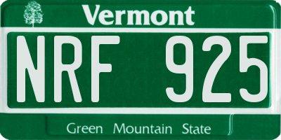 VT license plate NRF925
