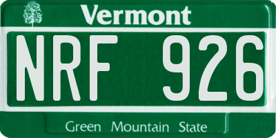 VT license plate NRF926