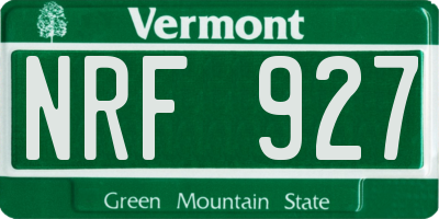 VT license plate NRF927