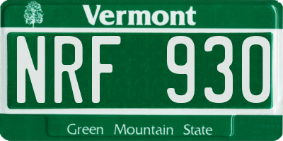 VT license plate NRF930