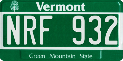 VT license plate NRF932
