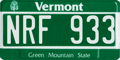 VT license plate NRF933