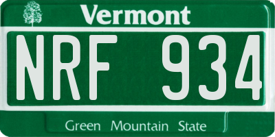 VT license plate NRF934