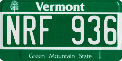 VT license plate NRF936
