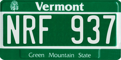 VT license plate NRF937