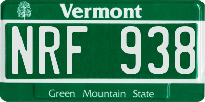VT license plate NRF938