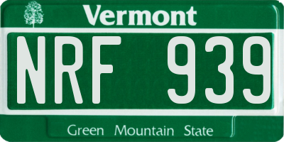 VT license plate NRF939