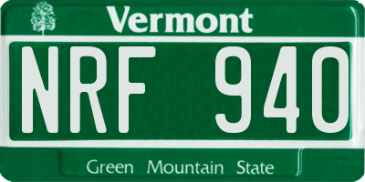 VT license plate NRF940