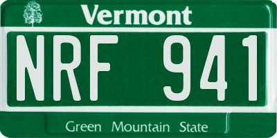 VT license plate NRF941