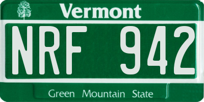 VT license plate NRF942