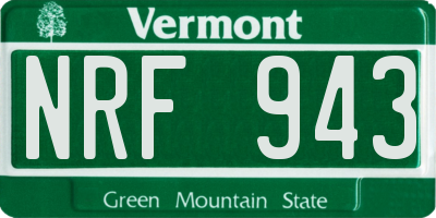 VT license plate NRF943