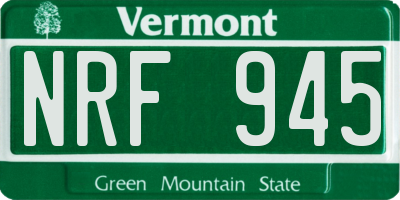 VT license plate NRF945
