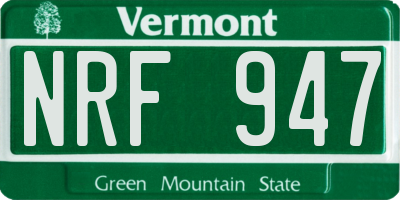 VT license plate NRF947