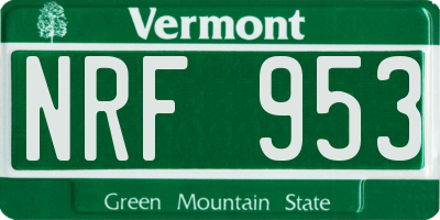 VT license plate NRF953