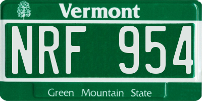 VT license plate NRF954