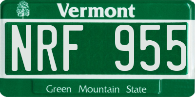 VT license plate NRF955