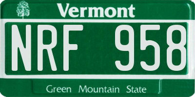 VT license plate NRF958