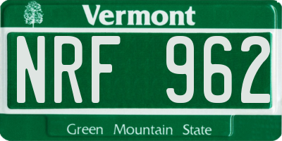 VT license plate NRF962