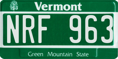 VT license plate NRF963