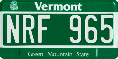 VT license plate NRF965