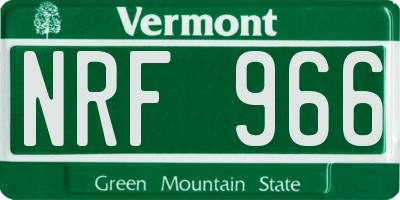 VT license plate NRF966