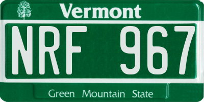 VT license plate NRF967