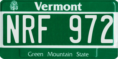 VT license plate NRF972