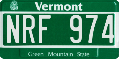 VT license plate NRF974