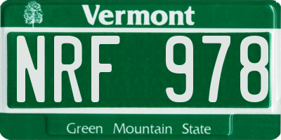 VT license plate NRF978