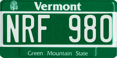 VT license plate NRF980