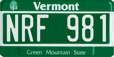 VT license plate NRF981