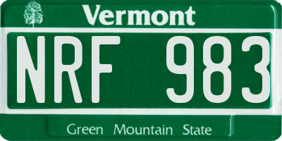 VT license plate NRF983