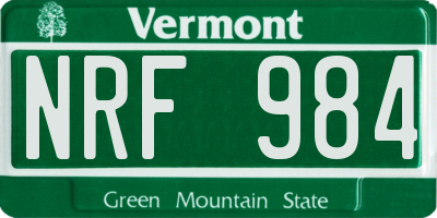 VT license plate NRF984