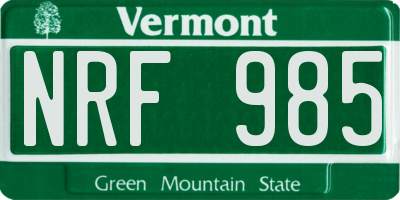 VT license plate NRF985