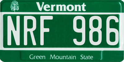 VT license plate NRF986