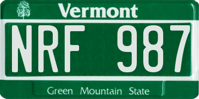 VT license plate NRF987