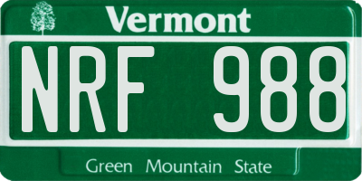VT license plate NRF988