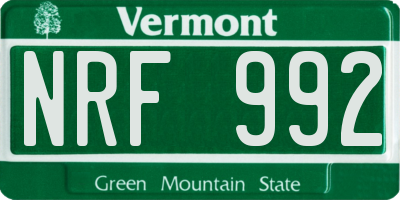 VT license plate NRF992