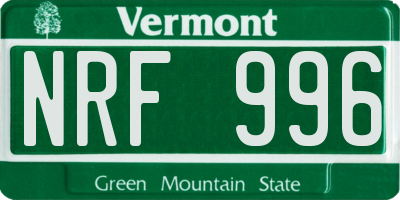 VT license plate NRF996