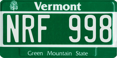 VT license plate NRF998