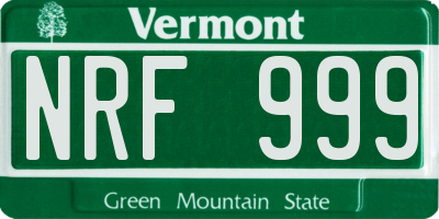 VT license plate NRF999