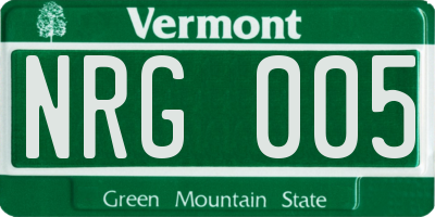 VT license plate NRG005