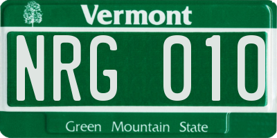 VT license plate NRG010