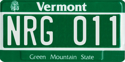 VT license plate NRG011