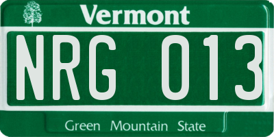 VT license plate NRG013