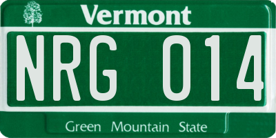 VT license plate NRG014