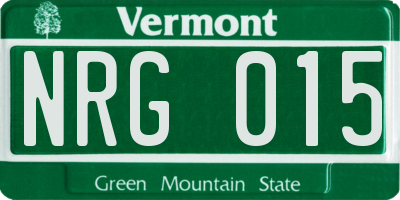 VT license plate NRG015
