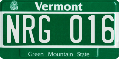 VT license plate NRG016