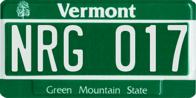 VT license plate NRG017