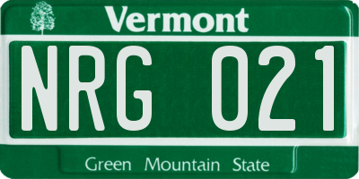 VT license plate NRG021